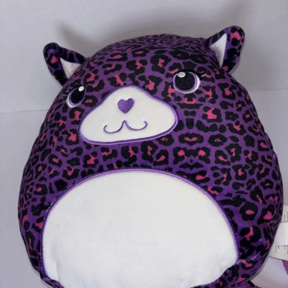 Purple Leopard‎ Plush Mini Backpack Animal Print 12 Inch zip compartment